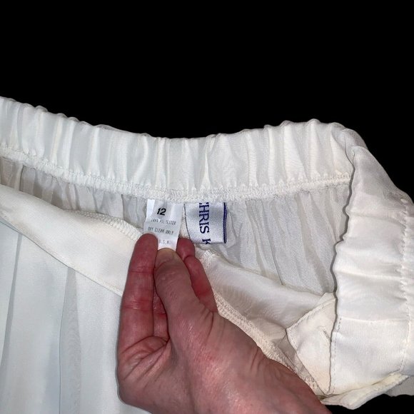 Chris Kellogg Vintage Wide Legged Pants Size 12 Chiffon Layer Pleated Off White - Picture 5 of 8